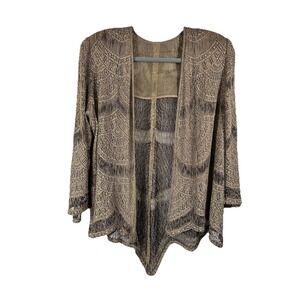 Vintage Damianou Antique Gold Open Front Cardigan 1920 Flapper Coachella Glamour